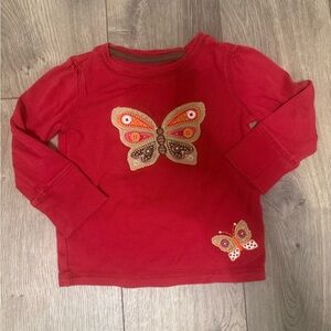 GAP Red Long Sleeve Tee with Butterfly Appliqués
